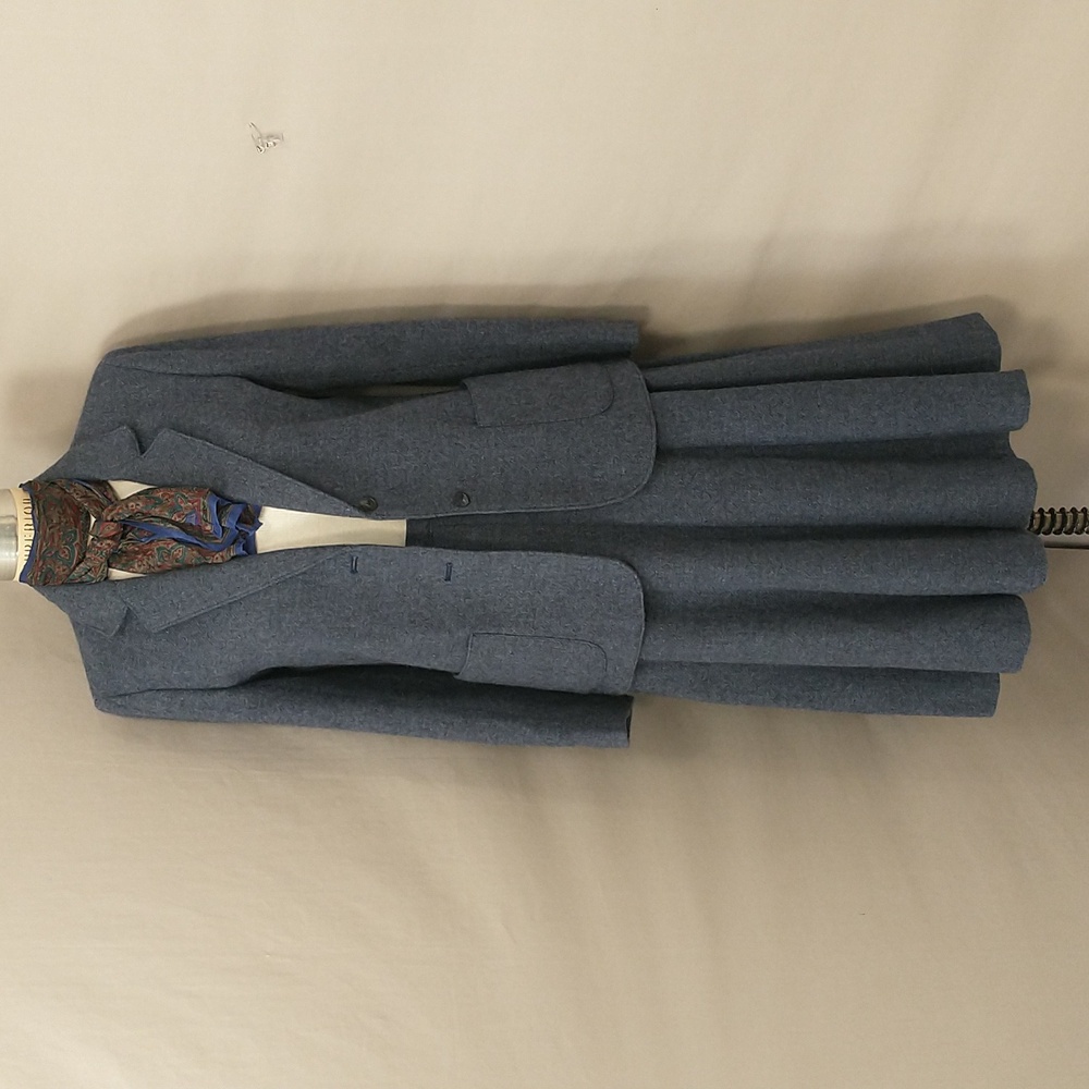 Vintage Irish Handwoven Tweed Skirt Blazer Suit Blue Wool Hourihan Ireland 80s